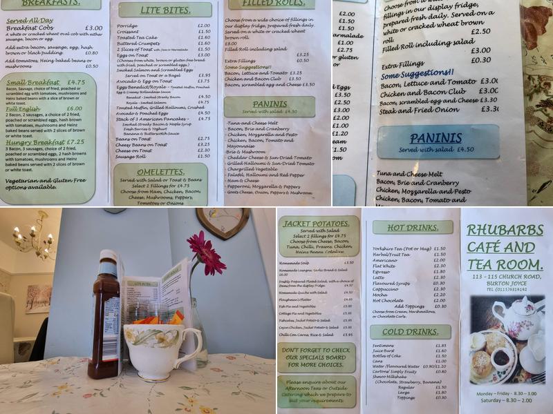 Rhubarbs Café/Tea Room Menu