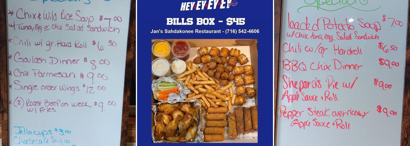 Jan's Sahdakonee Restaurant Menu