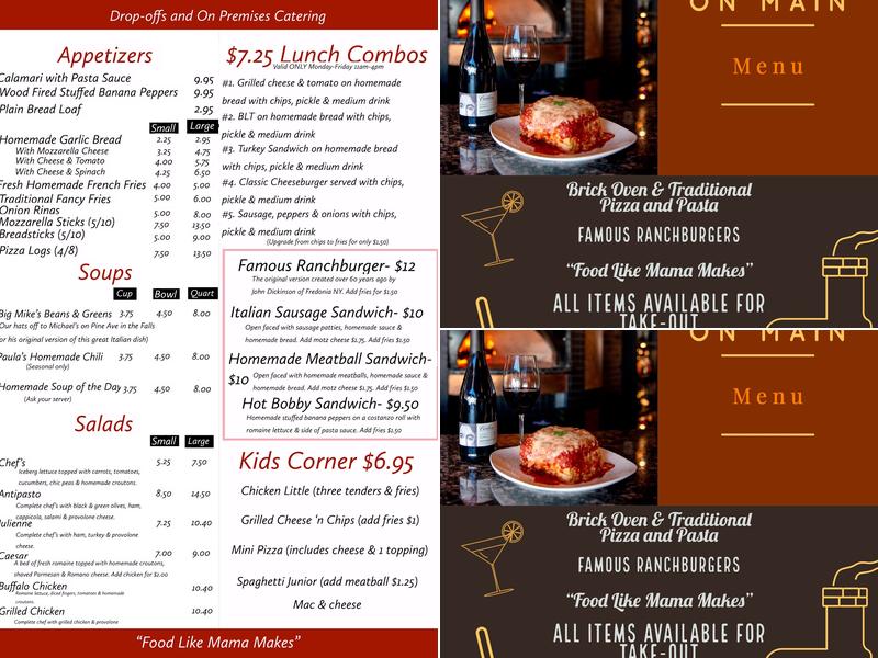 Gianni Mazia's on Main Menu