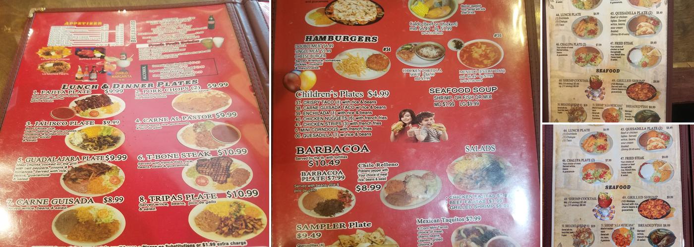 Taqueria Guadalajara Menu