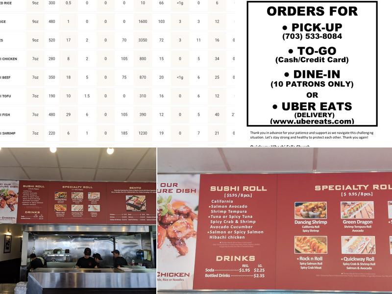 Quickway Japanese Hibachi Menu