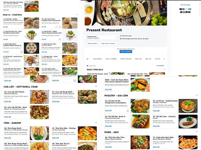 Present Restaurant Menu