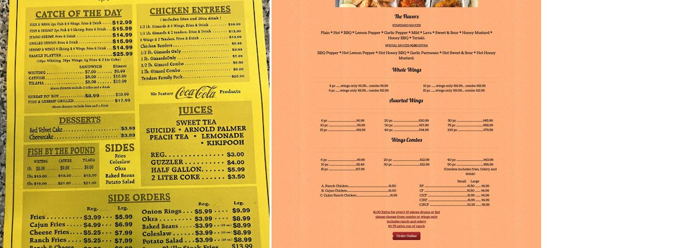 Wings Plus Irondale Menu
