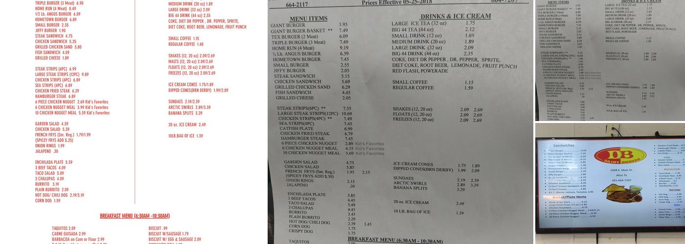 Dairy Burger Menu