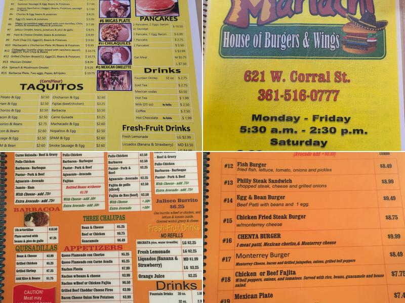 Mariachis Burger House Menu