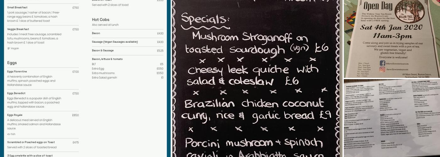 The Willow Tree Tea Room Menu