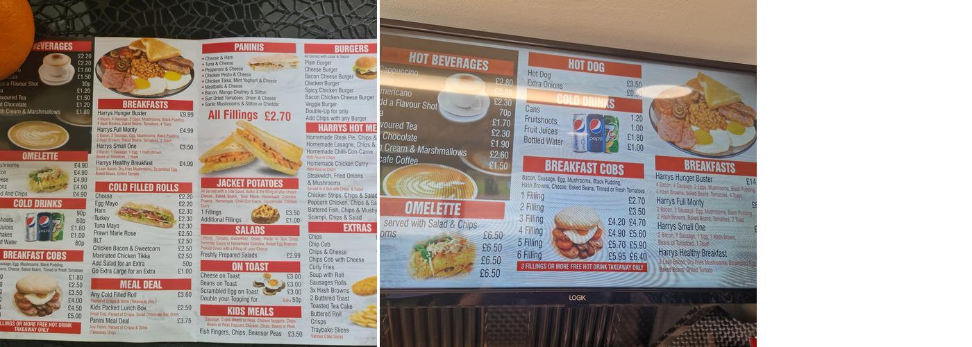 Harry's Cafe & Sandwich Bar Menu