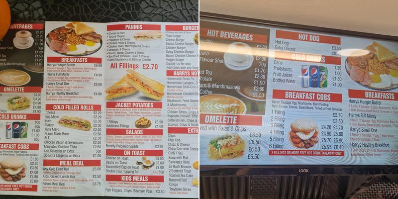 Harry's Cafe & Sandwich Bar Menu