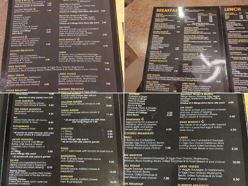 Quayside Cafe (Nottingham) Ltd Menu