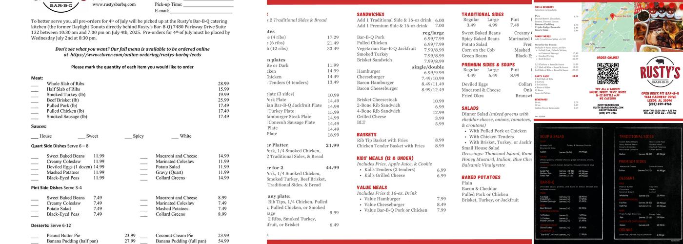 Rusty's Bar-B-Q Menu