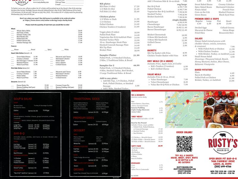 Rusty's Bar-B-Q Menu