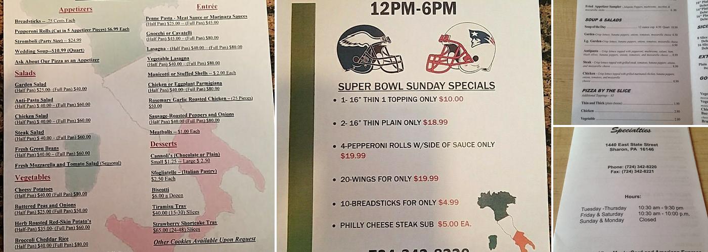 Aldo's Pizza & Pasta Menu