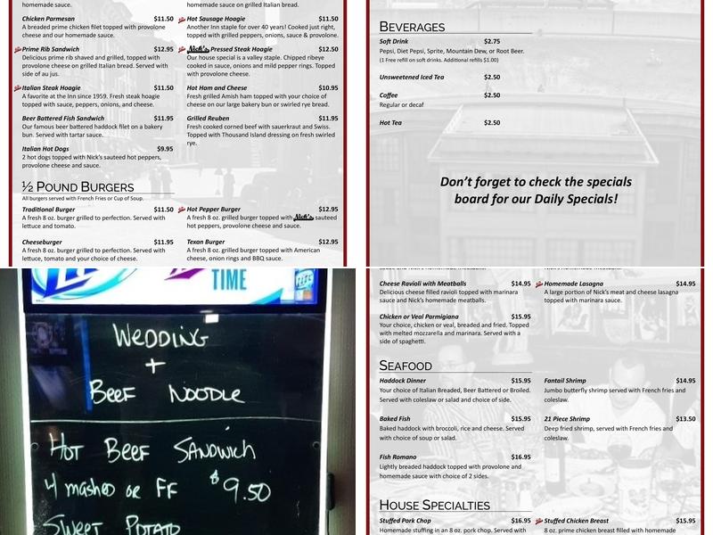 Nick's Inn 62 Restaurant and Tavern Menu