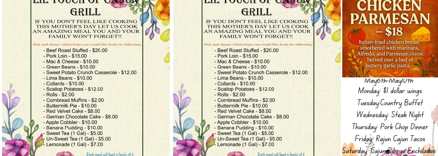 Lil' Touch Of Cajun Grill Menu