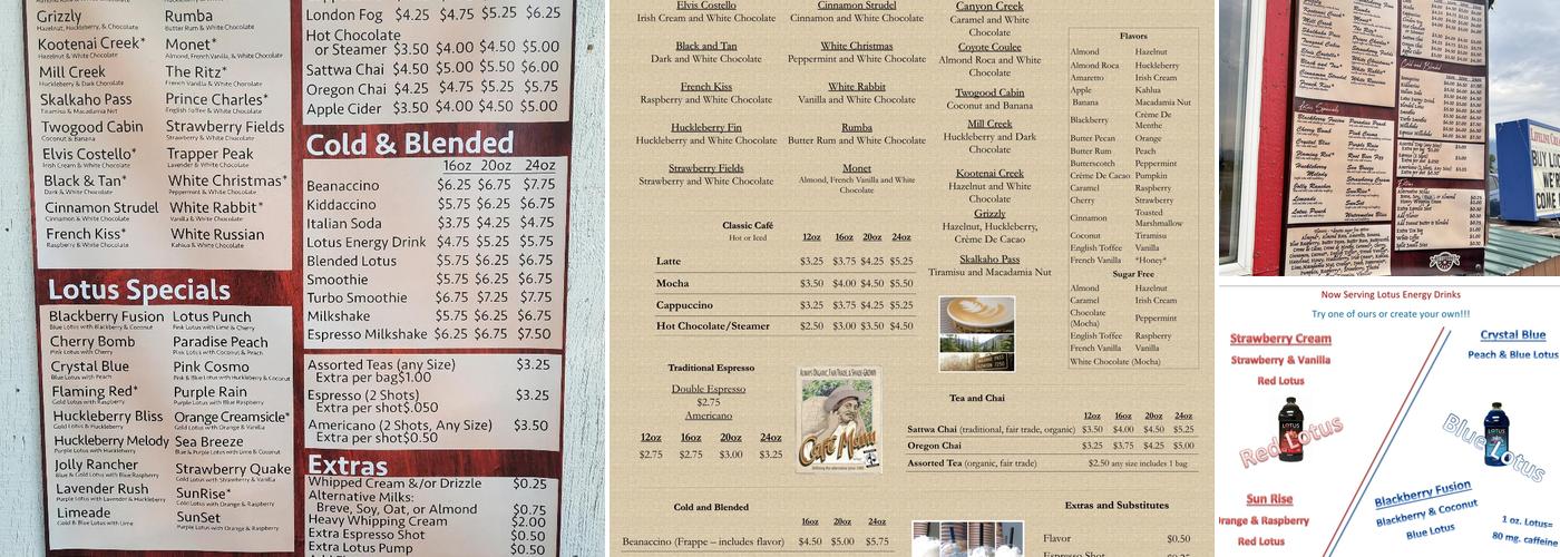 Bitterroot Beanery Menu