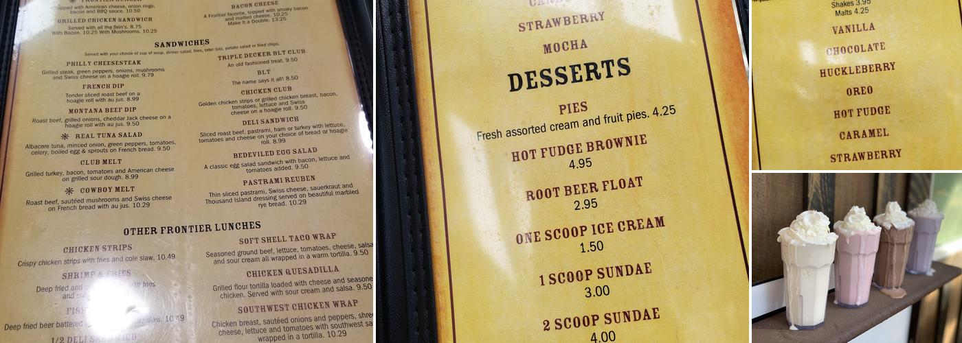 Frontier Cafe Menu