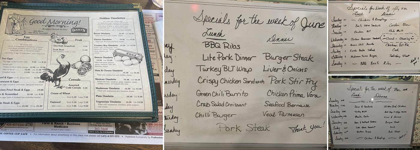 Coffee Cup Cafe Menu