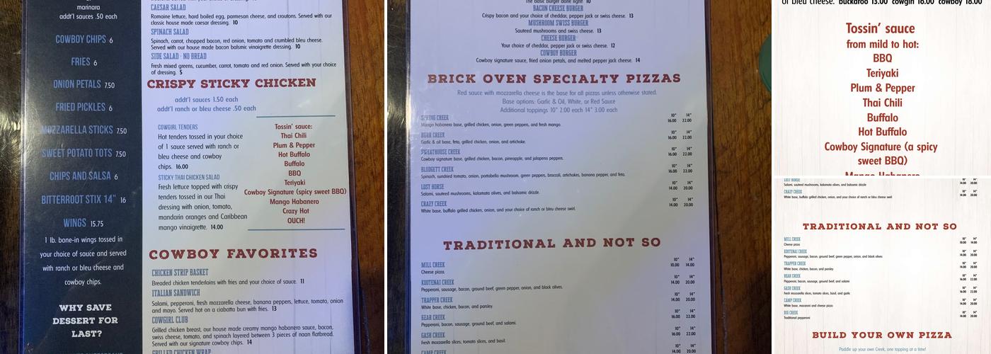 Cowboy Troy's Menu