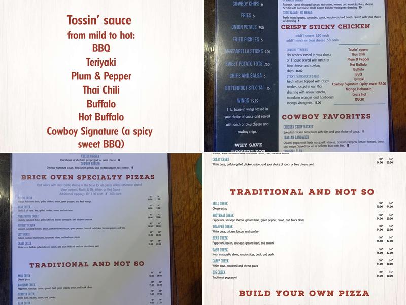 Cowboy Troy's Menu