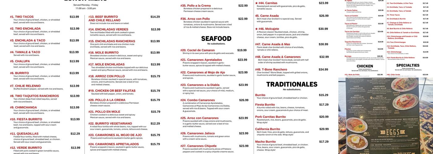 Fiesta En Jalisco Menu