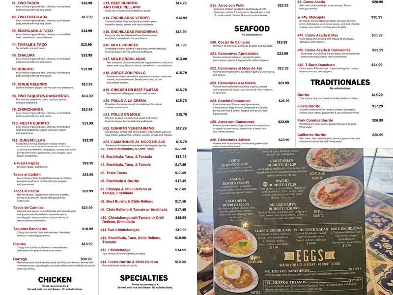 Fiesta En Jalisco Menu