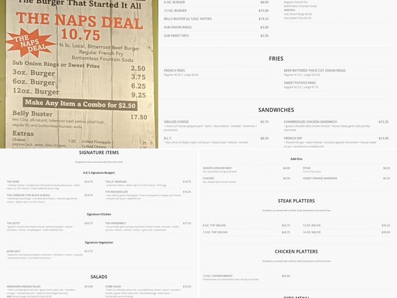 Nap's Grill Menu
