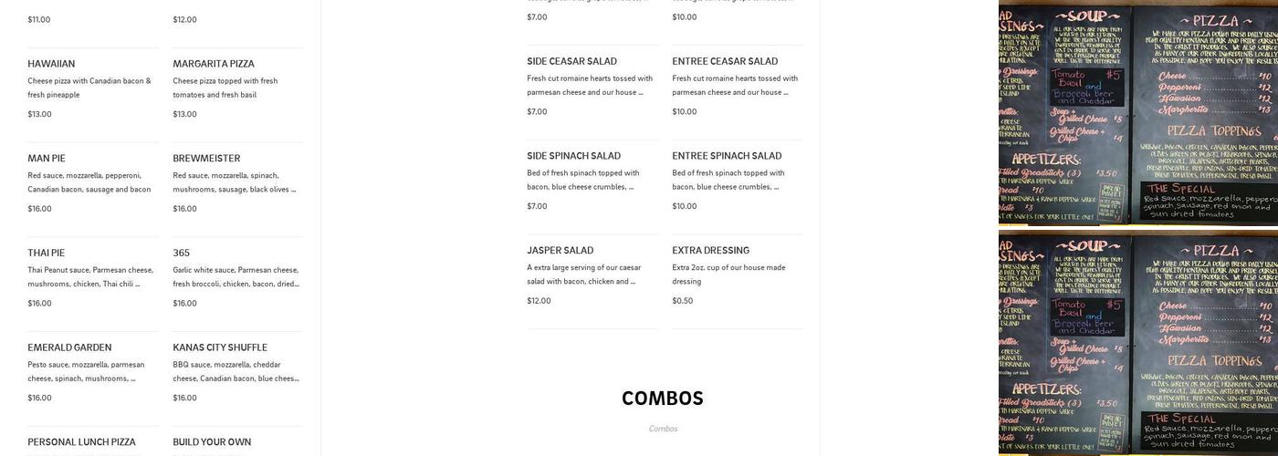 Higherground Brewing Co. Menu