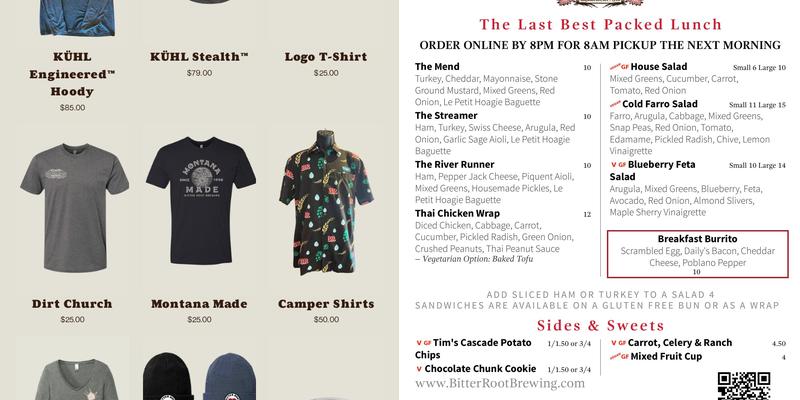 Bitter Root Brewing Menu