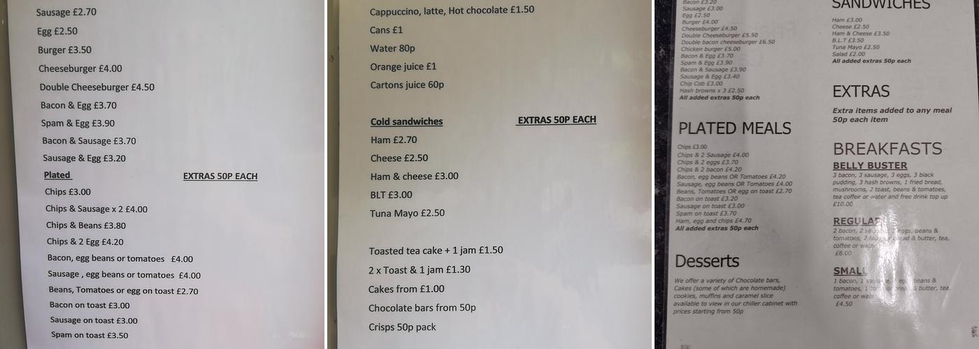 Friar Tucks Cafe Menu