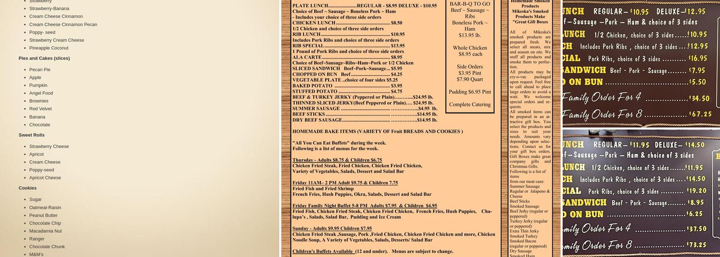 Mikeska's Bar-B-Q & Catering Menu