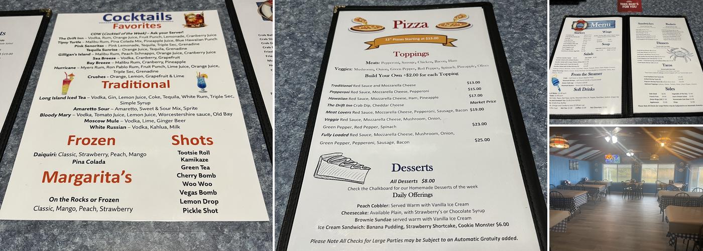 Drift Inn Menu