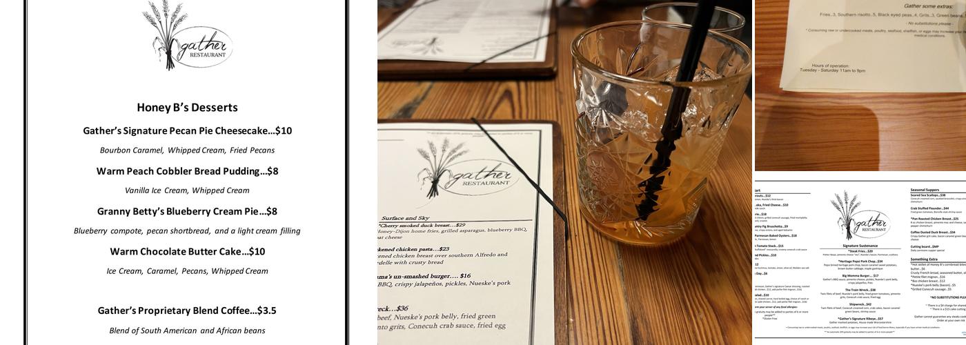 Gather Restaurant Menu