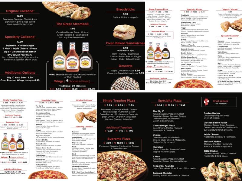 Simple Simon's Pizza Menu