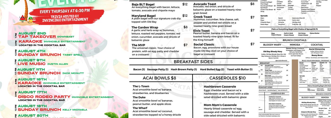 Social on Fenwick Menu