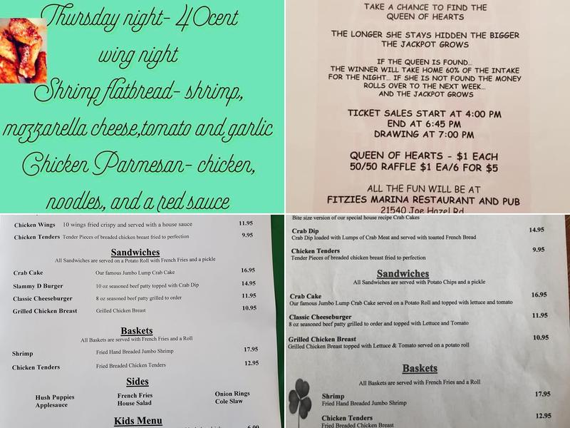Fitzie's Marina & Pub Menu