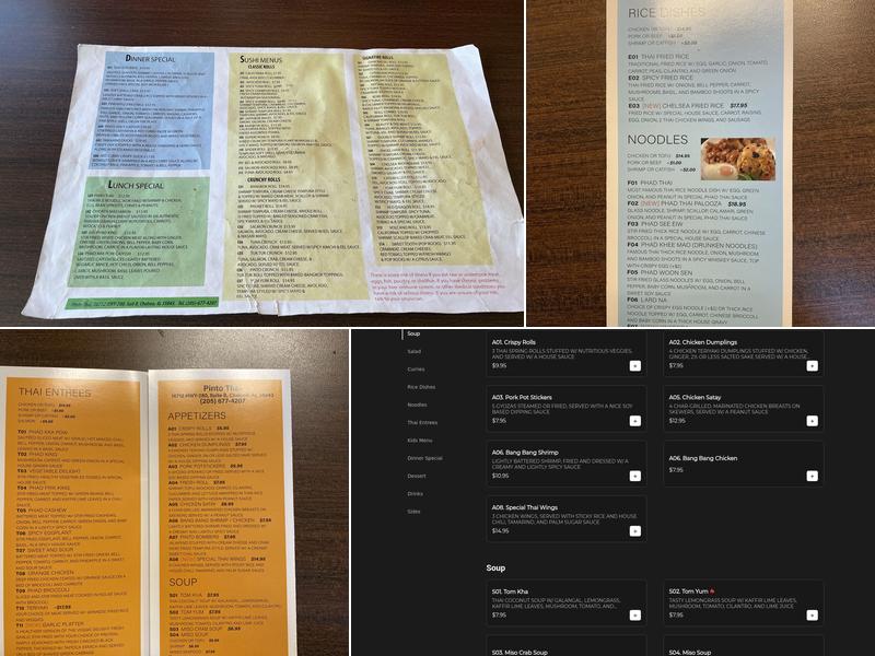Pinto Thai Menu