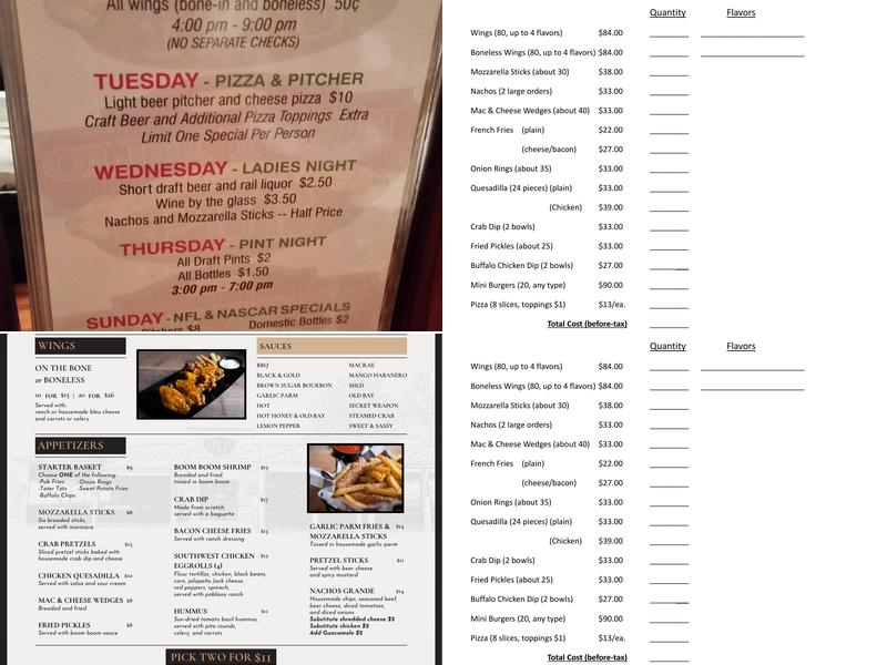 Olde Town Pub Menu