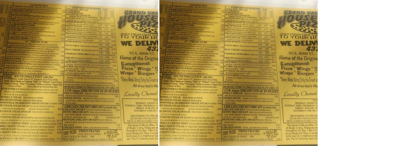 Grand Valley House of Pizza Menu