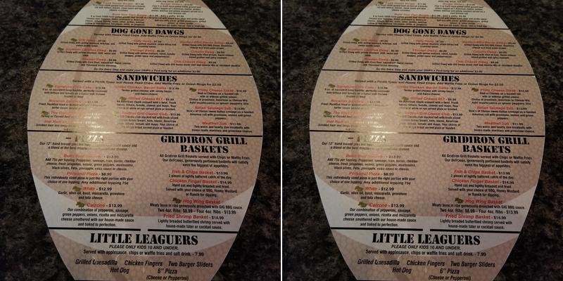 Gridiron Grill Menu