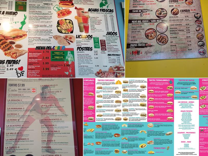 Tortas Las Llardas Menu