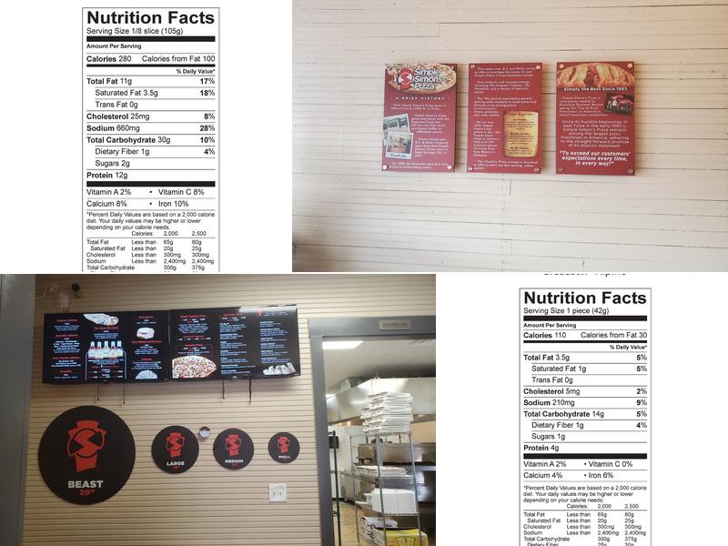 Simple Simon's Pizza Menu