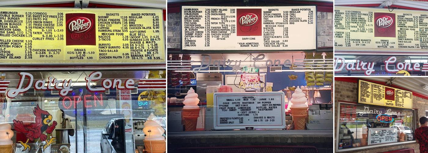 Dairy Cone Menu