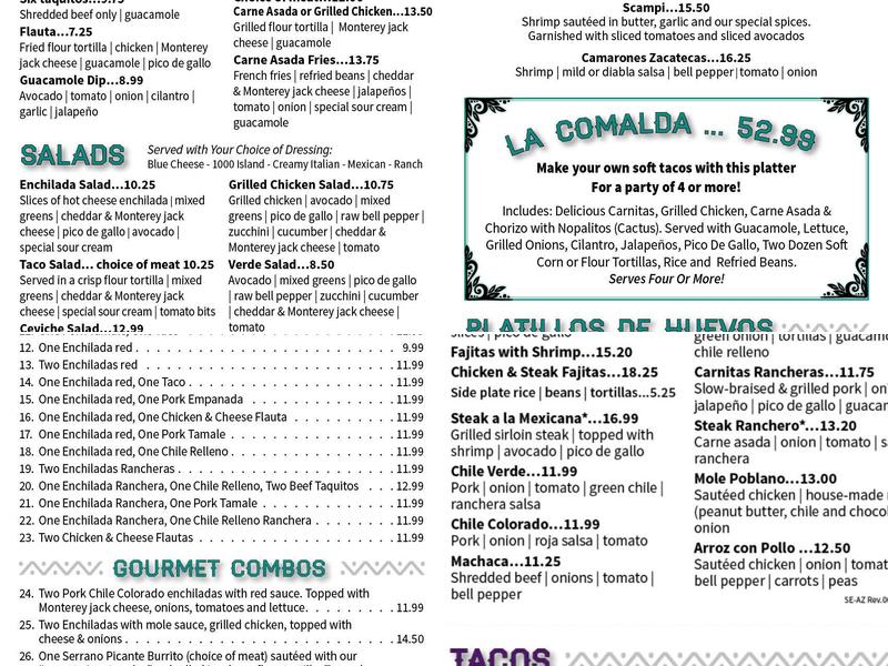 Casa Serrano Menu