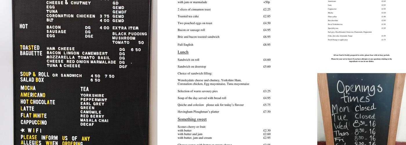 Hovingham Bakery Menu