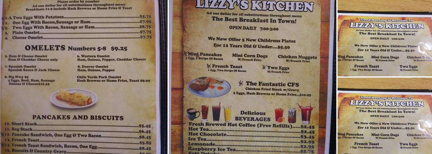 Lizzy's Kitchen Menu