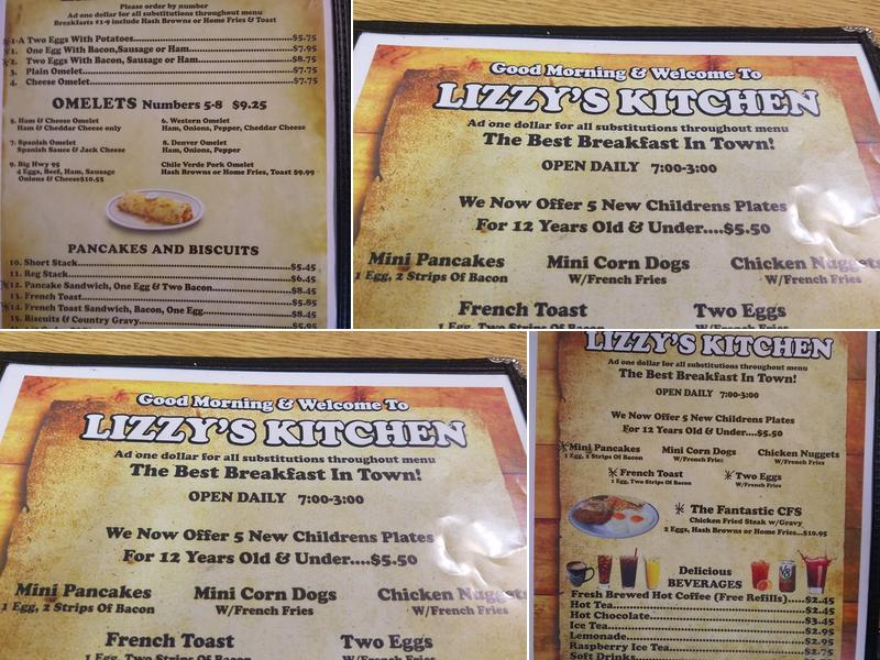 Lizzy's Kitchen Menu
