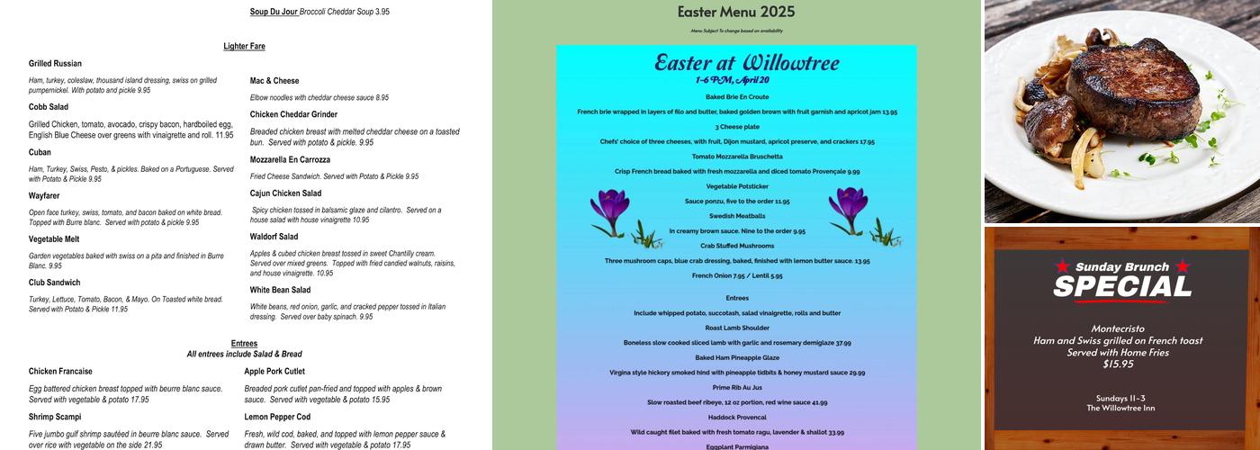 Willowtree Inn Restaurant Menu
