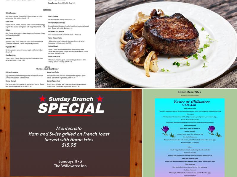 Willowtree Inn Restaurant Menu