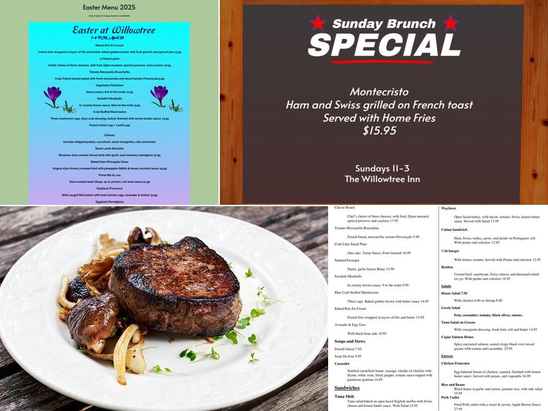 Willowtree Inn Restaurant Menu