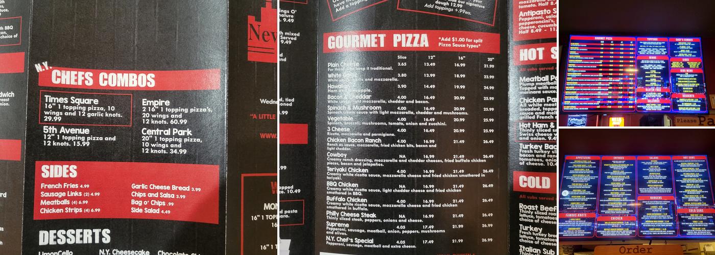 Vinnie's New York Chefs Pizzeria Menu